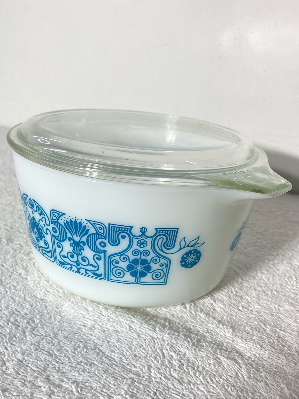 Vintage PYREX Horizon Blue Casserole Dish W Lid 1 Quart #473 Retro Cookware - Picture 8 of 16